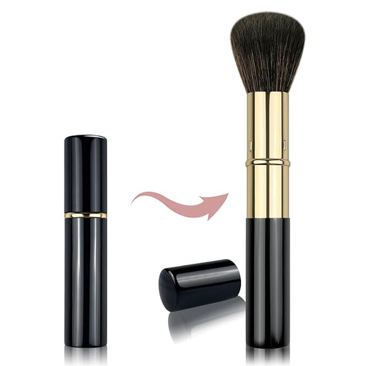 Retractable Makeup Brush, Travel Kabuki Powder Brush, Retractable Blush Brush, for Blush, Bronzer, Buffing, Highlighter Flawless Powder Cosmetics, Travel Friendly-BrightBean Baby