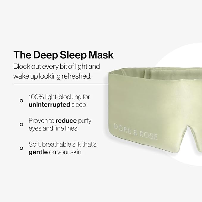 Dore & Rose Deep Sleep Mask Light Blocking, 23 Momme Mulberry Silk Eye Mask, Ultra Soft, Adjustable - Travel Sleeping Mask for Men & Women - Olive-BrightBean Baby