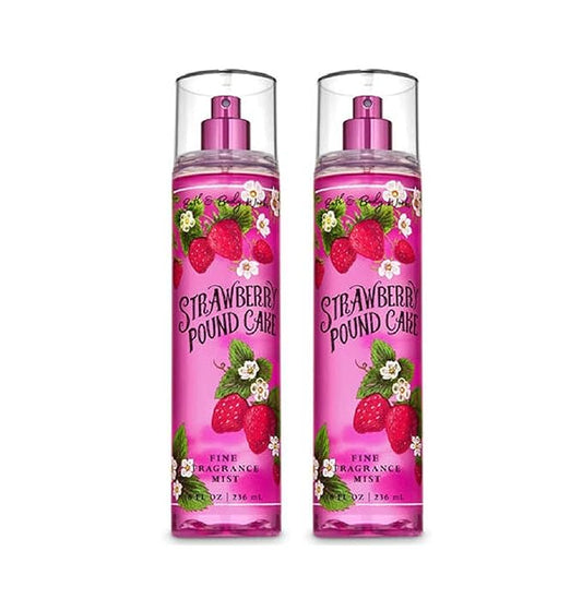 Bath and Body Works Fine Fragrance Mist (Strawberry Pound Cake, 2 Pack) Package Design Varies-BrightBean Baby