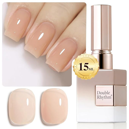 Double Rhythm 0.5Oz Translucent Gel Polish Sheer Neutral Natural Light Milky Same Color Same Bottle 15ML Jelly Gel Polish Art DIY at Home (Milky Nude-A1358)-BrightBean Baby