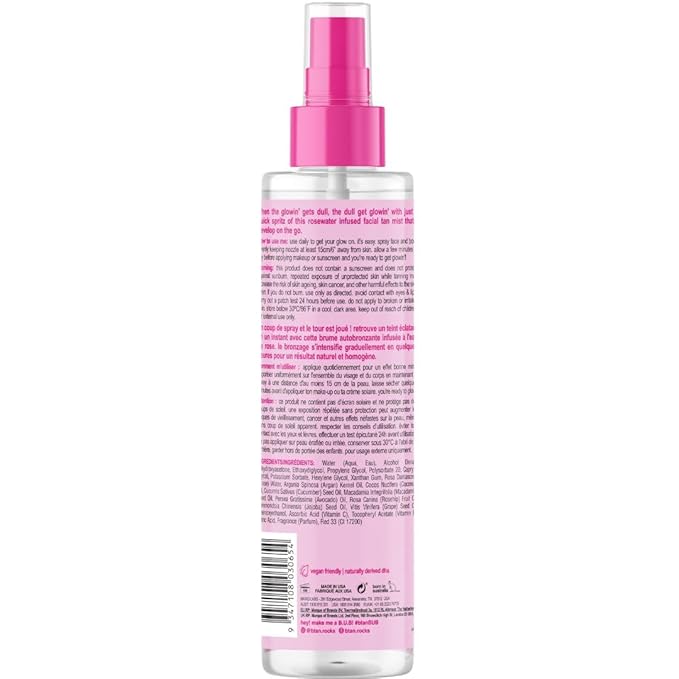 b.tan Clear Face Tan Mist | Gimme The Glow Down - Best Facial Tanner Spray, Gradual Bronzing Sunless Tanning Water, Infused with Rosewater, Vegan, Cruelty Free, 6.7 Fl Oz-BrightBean Baby