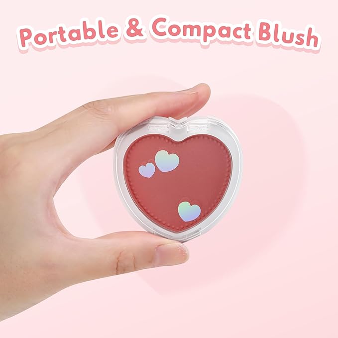 Boobeen Powder Blush Matte Pressed Blush Palette, Highly Pigmented Cream Pink Blusher for Cheeks, Blusher Compact Powder Makeup Lightweight Easily Blends, Single Color Rouge Powder-BrightBean Baby