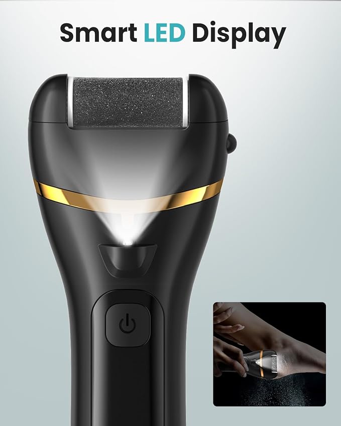 Electric Foot Callus Remover with 10000 RPM Motor and 3-Speed Settings, Foot File Kit with LED Light and Display for Women’s Home Pedicure, Waterproof Foot Grinder with Type-C Charging-BrightBean Baby