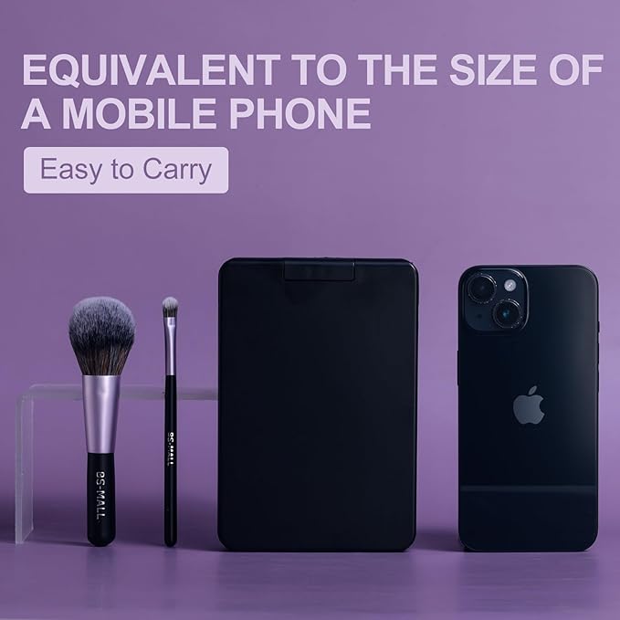 BS-MALL Travel Makeup Brush Set Foundation Powder Concealers Eye Shadows Makeup Set with LED light Mirror 14 Pcs (Purple)-BrightBean Baby