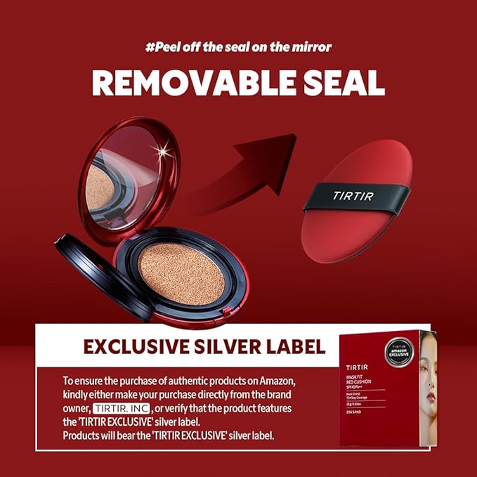TIRTIR Mask Fit Red Cushion Foundation | Japan's No.1 Choice for Glass skin, Long-Lasting, Lightweight, Buildable Coverage, Semi-Matte (22N Shell Beige, 0.63 Fl Oz (Pack of 1))-BrightBean Baby