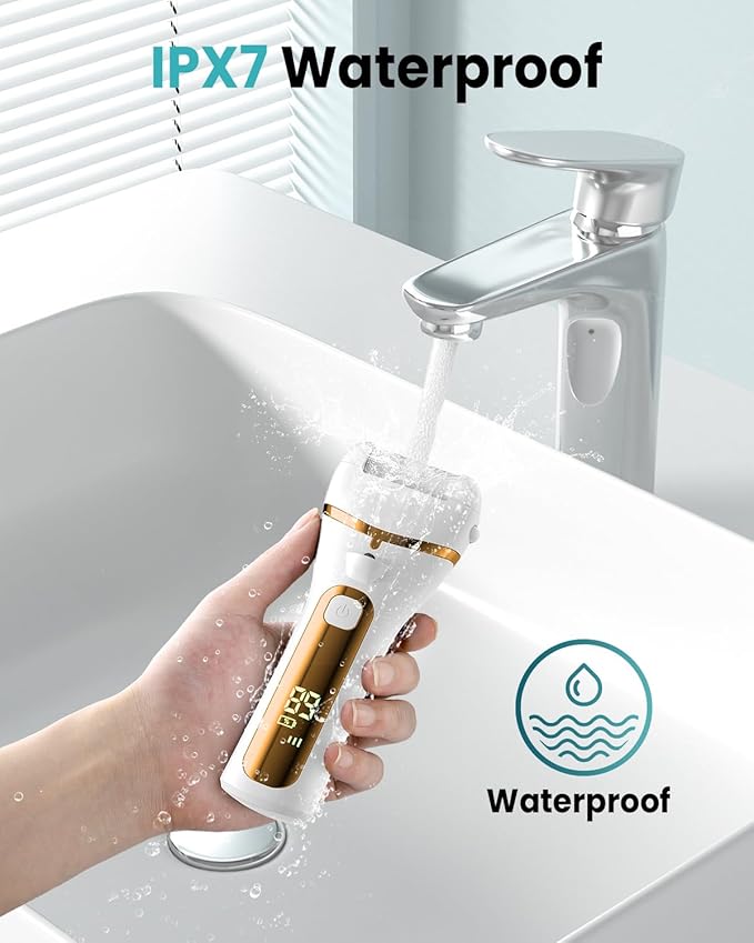 PUBOO Foot Callus Remover Electric 10000 RPM 3-Speed IPX7 Rechargeable Pedicure Kit for Hard Skin Women & Men. Portable Multi-Roller File Grinder Sander Scrubber with LED Display for Wet & Dry Feet-BrightBean Baby