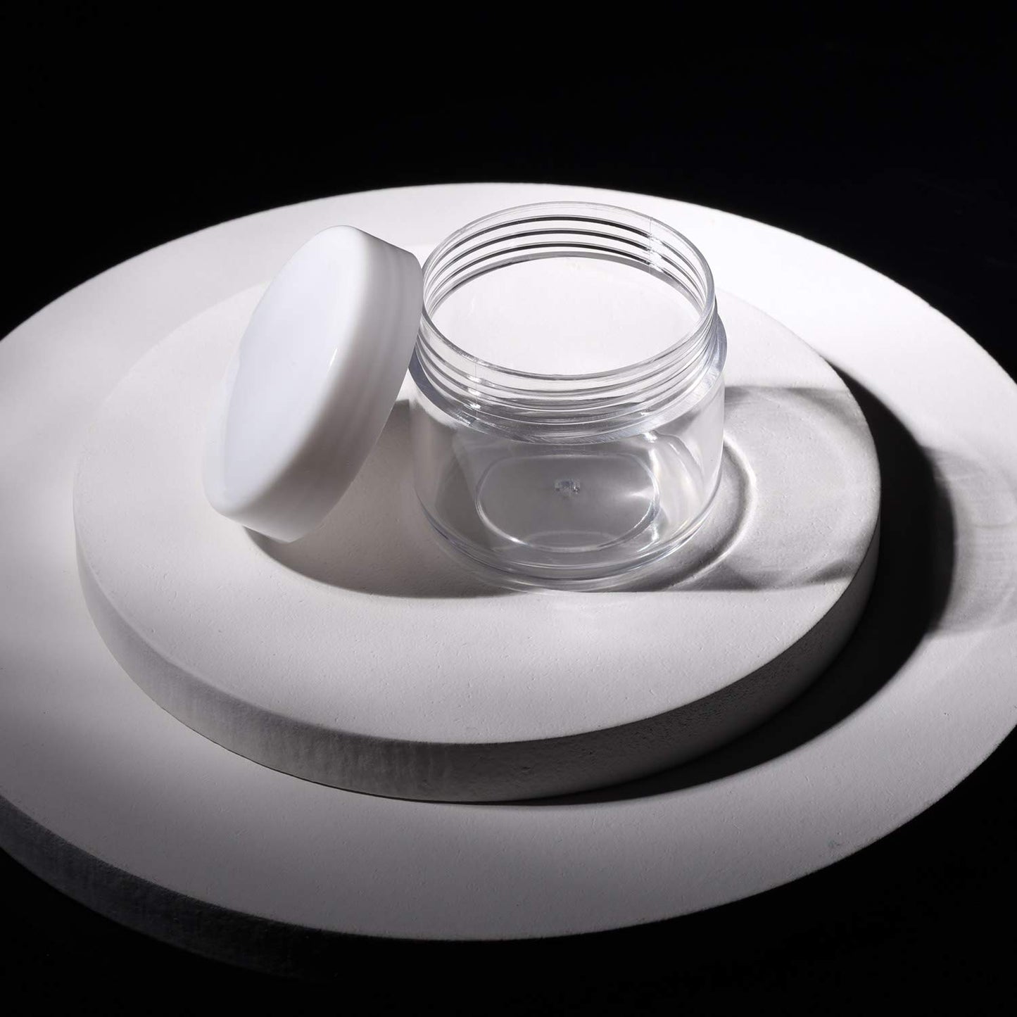 Refillable Cosmetic Sample Jars - 100 Pack 20g (0.7oz) White Small Travel Containers with Lids + 10 Mini Makeup Spatulas - BPA Free-BrightBean Baby