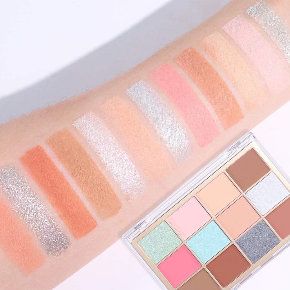 Nude Silver Brown Eyeshadow Palette,Natural Neutral Soft Small Cream Light Colors Eyeshadow Palette,Eye Shadow Palette Long Lasting Naturing-Looking Make Up Pallets for Women,Vegan-BrightBean Baby