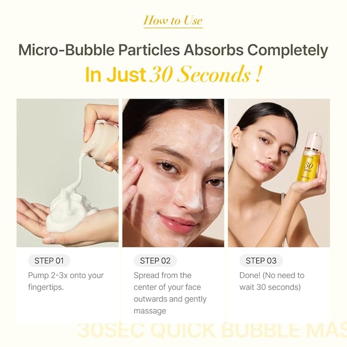 MENOKIN 30 Seconds Quick Bubble Mask [BRIGHT] - [Vitamin C] [Glutathione & Niacinamide] in Micro-bubbles for Dark Spots, Uneven Skin Tone, Korean Skin Care Essential, 70 Uses, 3.21 fl.oz-BrightBean Baby