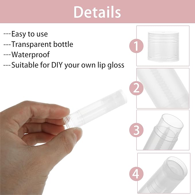200PCS Lip Balm Tubes with Caps, Clear Lip Balm Tubes Empty Chapstick Tubes Empty Bulk for DIY Lipstick Homemade 3/16 Oz (5.5 ml)-BrightBean Baby