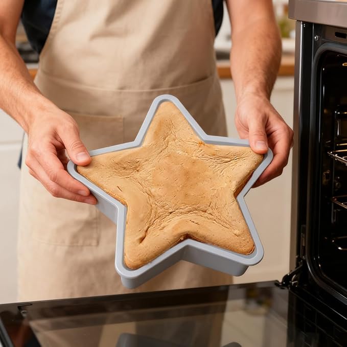 2 Pcs Star Shaped Cake Pans, 10 Inch Silicone Cake Molds, Silicone Baking Mold, Flexible Nonstick Baking Pans for Cakes, Cheese Cakes and Chocolate Cake - Blue