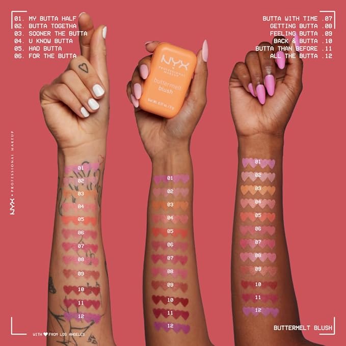 NYX PROFESSIONAL MAKEUP Buttermelt Powder Blush, Fade and Transfer-Resistant Blush, Up to 12HR Make Up Wear, Vegan Formula - Butta Together