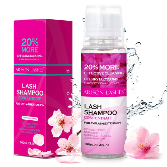 ARISON LASHES Lash Shampoo Concentrate for Lash Extensions 100ML Eyelash Cleanser Concentrate Oil-Free Eyelash Extension Shampoo with Salon Home Care(Cherry Blossom)-BrightBean Baby