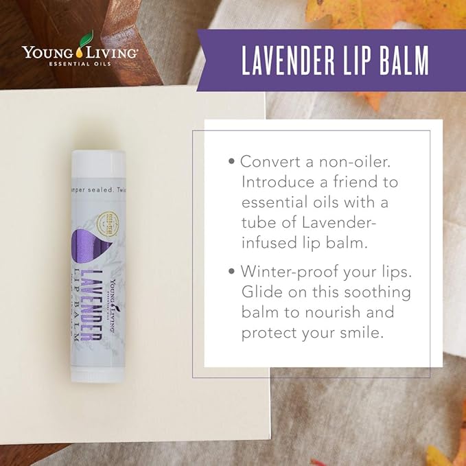 Young Living Lavender Lip Balm - 0.15 oz - Essential Oils , Soothes Dry Lips , Hydrates & Softens , Natural Lip Care Hydrating Lip Treatment , Moisturizing Lip Balm-BrightBean Baby