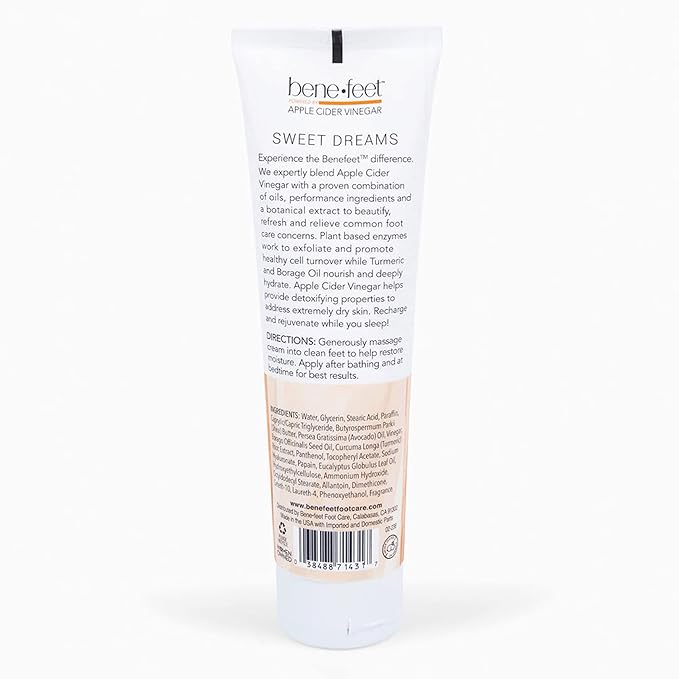 Benefeet Sweet Dreams Overnight Foot Repair - Night Cream for Detox, Moisturize & Soften Dry Cracked Skin, With Apple Cider Vinegar, Turmeric & Borage Oil, 4oz-BrightBean Baby