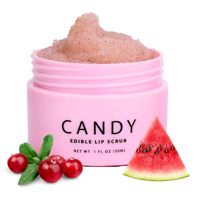Minimo Candy Lip Exfoliator Scrub & Moisturizer - Lip Scrubber Exfoliator- Lip Brightening For Dark Lips Smoker| Removes Dead Skin from Dry Chapped Lips - Nourishes & Hydrates(1 oz) Juicy Watermelon-BrightBean Baby