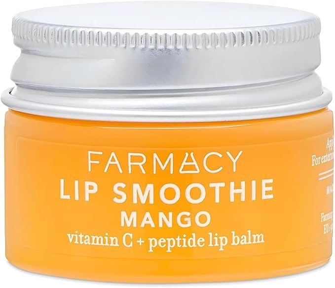 Farmacy Peptide Lip Balm - Lip Smoothie Hydrating Lip Balm with Vitamin C to Visibly Plump + Smooth Lip Lines - Nourishing Lip Treatment with a High-Gloss Finish - Mango (10g)-BrightBean Baby