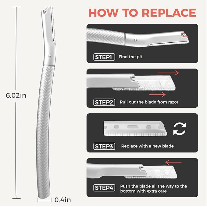 ZOMCHI Eyebrow Razor, Face Razors for Women&Men, Eyebrow Trimmer Shaper with Precision Cover,Facial Shaver with 6 Blades (Silver)-BrightBean Baby