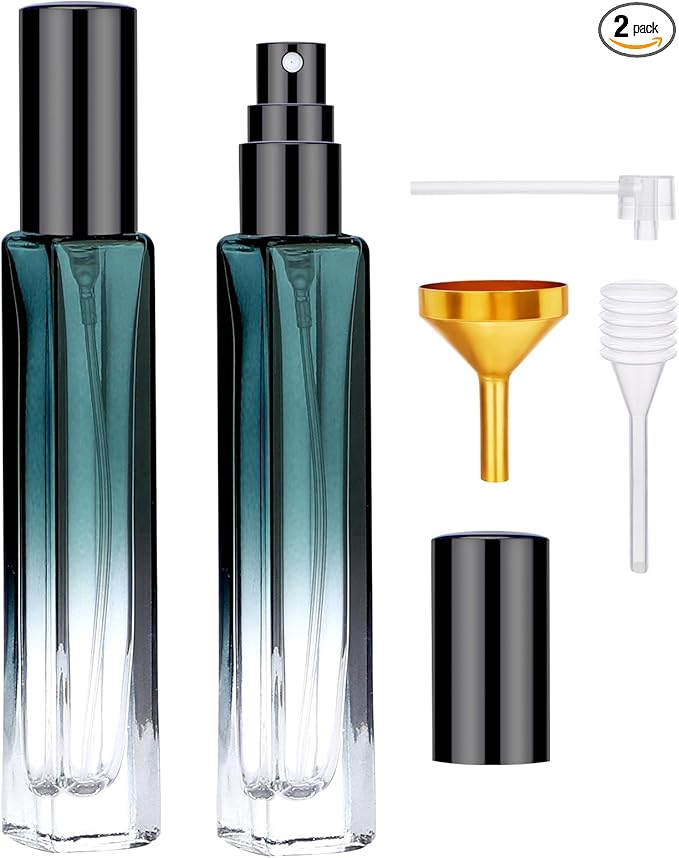 Segbeauty Atomizer Sprayer Set - 2pcs 10ML Refillable Mini Glass Perfume Spray Bottles with Funnel and Pipette, Portable Travel Cologne Sprayer Gradient Green-BrightBean Baby