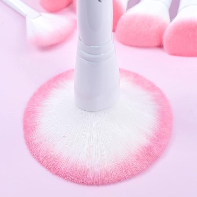 Bueart Design 16Pcs ULTRA SOFT labeled Makeup Brushes set with brush Holder face brush for Foundation Powder Blending Blush wooden Handle(16Pcs White+Pink Holder)-BrightBean Baby