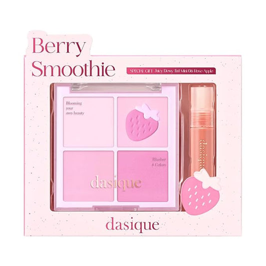 Dasique Blending Mood Cheek Special Edition #06 Berry Smoothie with FREE Juicy Dewy Tint Mini #06 Rose Apple | 4 Blendable Shades in Lightweight Smooth Powder | Korean Makeup-BrightBean Baby
