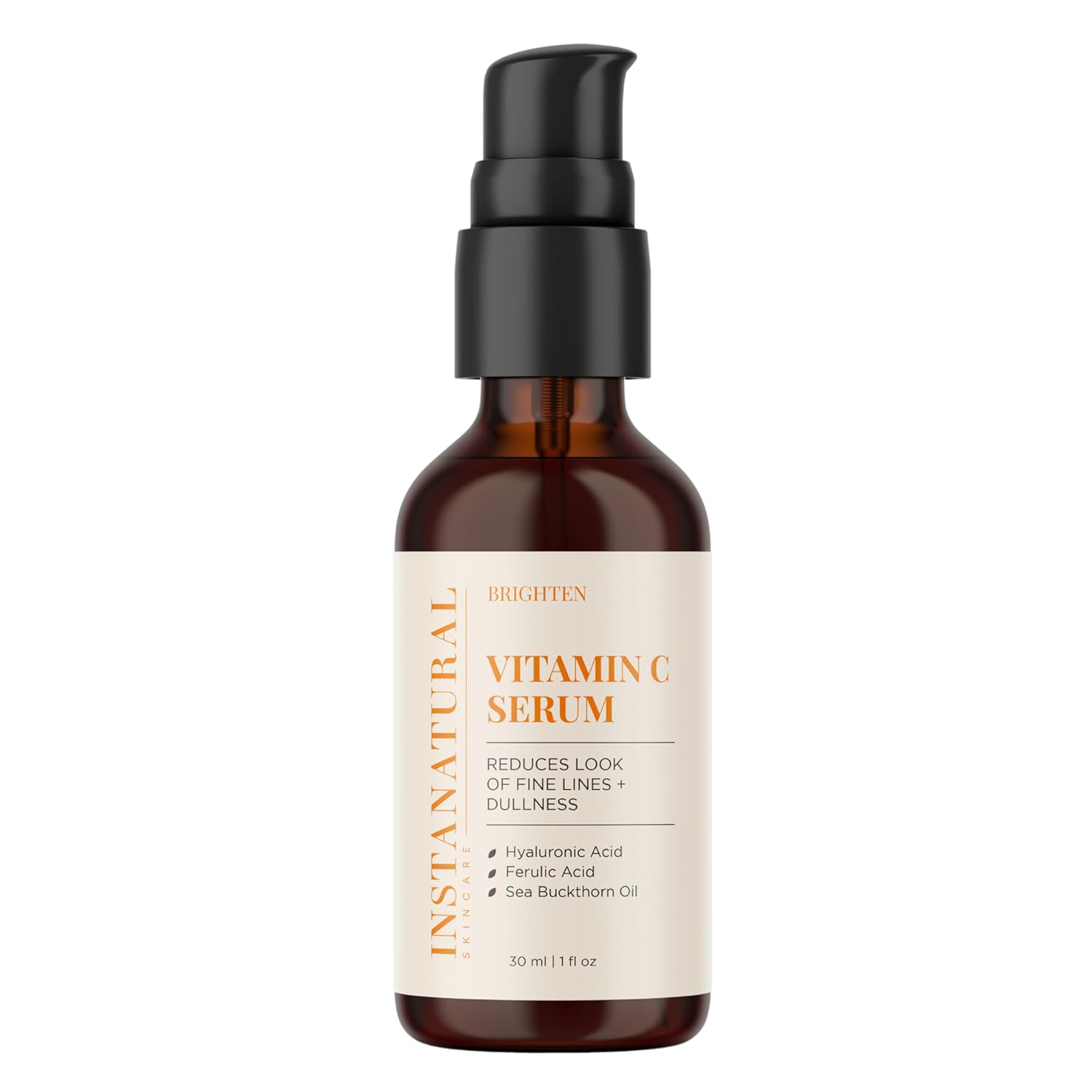 InstaNatural Vitamin C Face Serum, Brightens, Hydrates and Reduces Signs of Aging, with Vitamin C, Hyaluronic and Ferulic Acid, 1 FL Oz-BrightBean Baby