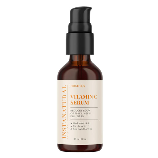 InstaNatural Vitamin C Face Serum, Brightens, Hydrates and Reduces Signs of Aging, with Vitamin C, Hyaluronic and Ferulic Acid, 1 FL Oz-BrightBean Baby