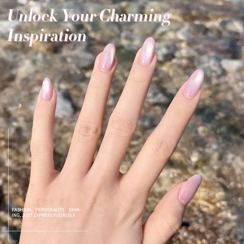 Born Pretty Cat Magnetic Eye Gel Nail Polish,Nude Moonlight Cat Magnetic Gel Nail Polish Soft Lace Magnetic Nail Polish for Nail Art Manicure Salon DIY at Home 15ML-BrightBean Baby