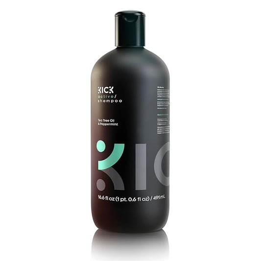 Kick Mens Shampoo - Peppermint & Tea Tree for Oil Control - Sulfate-Free, Refreshing Formula - Anti-Dandruff and Scalp Soothing - Shampoo for Oily Hair - Cruelty-Free - 16.6oz-BrightBean Baby