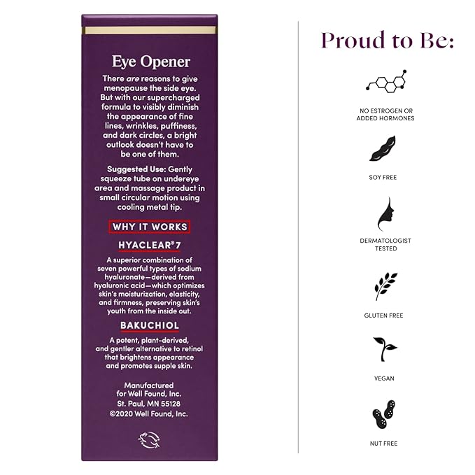 Womaness Eye Opener - Anti Aging, Hydrating, & Moisturizing Under Eye Cream for Dark Circles and Puffiness - With Hyaluronic Acid, Bakuchiol Retinol Alternative, & Firming Red Algae Extract – 15ml-BrightBean Baby