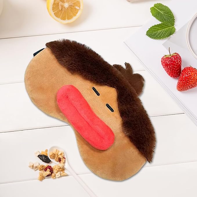 PERFECTSIGHT Sleep Eye Masks, Cute Plush Sleep Eye Cover Lightweight Adjustable Eyeshade Faux Fur Mask Cover for Women Men Sleep Travel Nap, Girl Braid-BrightBean Baby