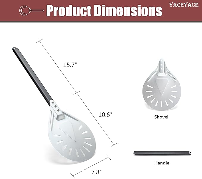 Pizza Turning Peel, 8-inch Metal Pizza Turner, Aluminum Turning Peel