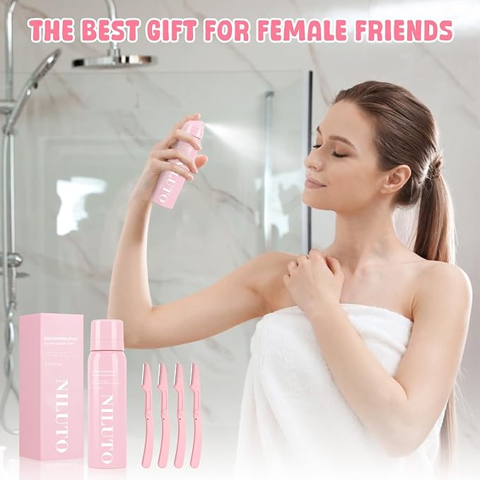 Hair Identifier Spray for Face Shaving, Moisturizing and Skin Care Dermaplaner Spray,Skin Body Hair Identifier Comfortable Face Shaving Powder (Pink 2Pack)
