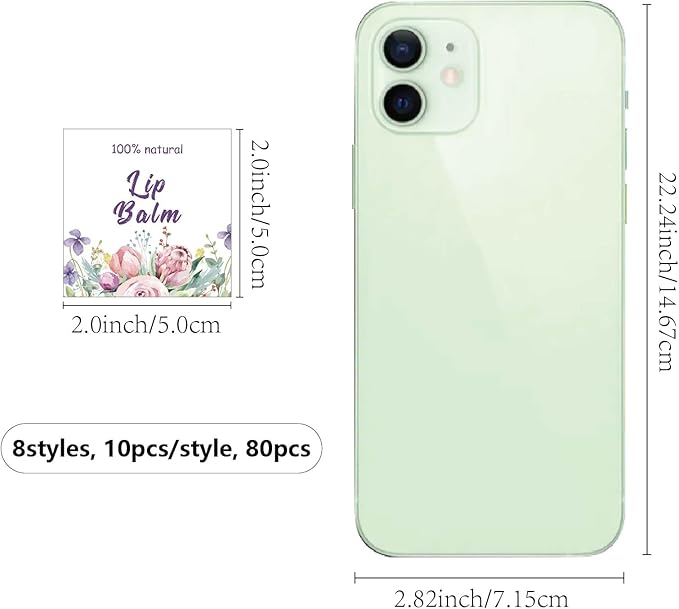 CRASPIRE 80Pcs 8 Styles Lip Balm Sticker Flower Self-Adhesive Homemade Lip Balm Labels Vintage Square DIY Plant Label Stickers for Lip Balm Containers Cosmetics Lipsticks-BrightBean Baby