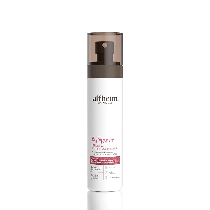 ALFHEIM Argan+ Repairing Leave-In Conditioner | Lightweight Hair Detangler & Anti-Frizz Spray | Moisturizing & Nourishing with Argan Oil, Keratin, Niacinamide | For Dry, Damaged, Frizzy Hair | 5.4 oz-BrightBean Baby