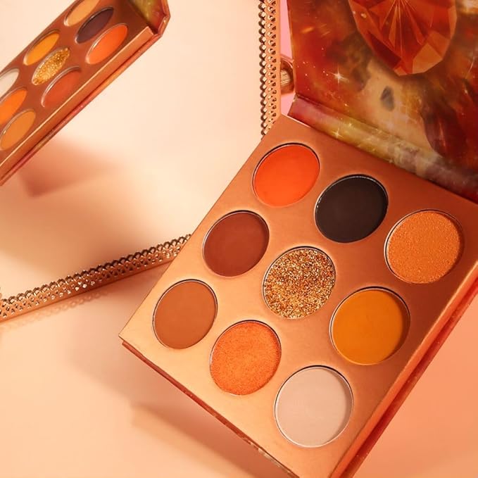 docolor Eyeshadow Palette 9Colors Orange Eyeshadow Gemstone Shadow Palettes Highly Pigmented Mattes Shimmers Smokey Glitter Cream Colorful Powder Blendable Long Lasting Waterproof Makeup Palette-BrightBean Baby