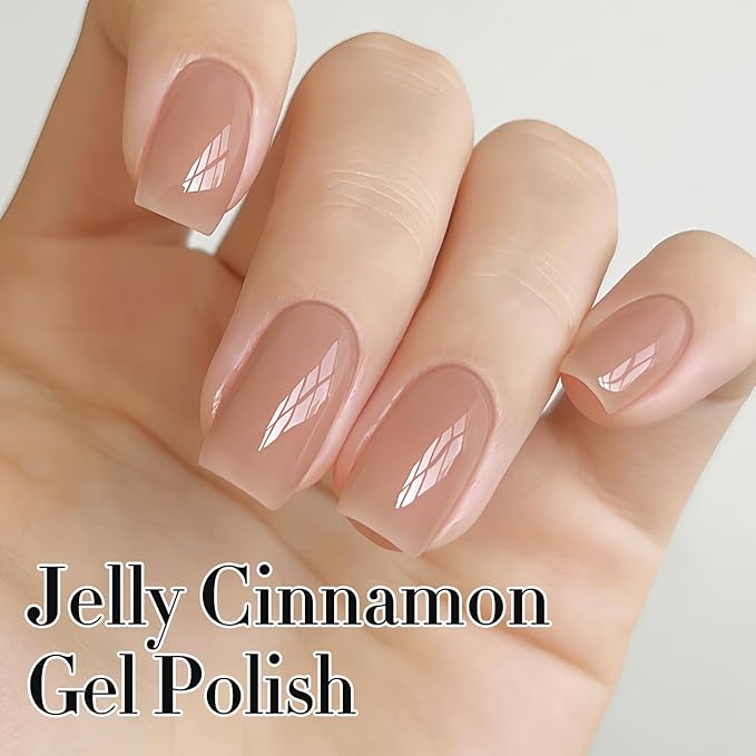 Double Rhythm Translucent Gel Polish Sheer Neutral Natural Light Milky Same Color Same Bottle 15ML Jelly UV Polish Nail Art DIY at Home (Jelly Nude Brown-A1492)-BrightBean Baby