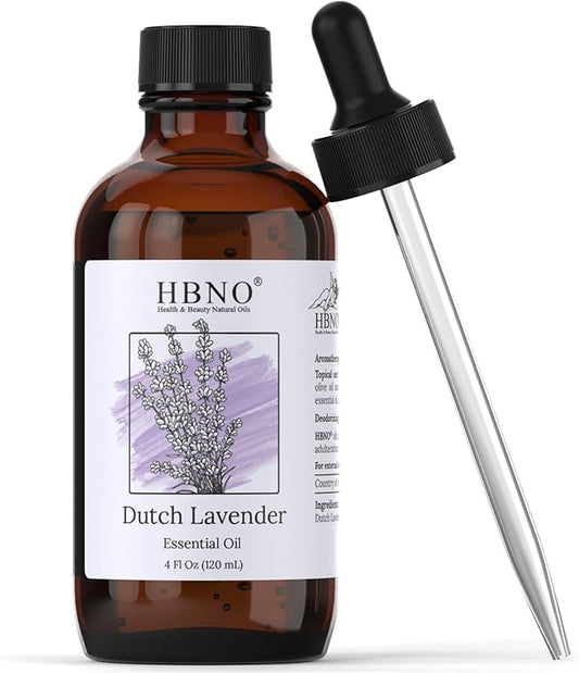 HBNO California Bottled Dutch Lavender Essential Oil 4 fl oz (120ml) - Natural Lavender Oil for Skin, Perfect for Cleaning, Aromatherapy, DIY & Diffuser-BrightBean Baby