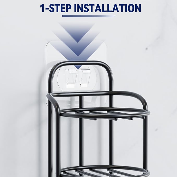 2-Tier Shower Soap Shampoo Bar Holder, Self Adhesive & Freestanding Draining Soap Dish Caddy for Bathroom Wall Accesories Decor Black-BrightBean Baby