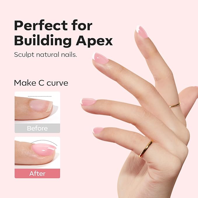 modelones Builder Nail Gel, 8-in-One Jelly Pink Builder, Peachy Pink Rubber Base Gel Polish, LED Lamp Cured Nude Color Base Hardener, Apex Building Strengthener Extension for Girls Home DIY Salon-BrightBean Baby