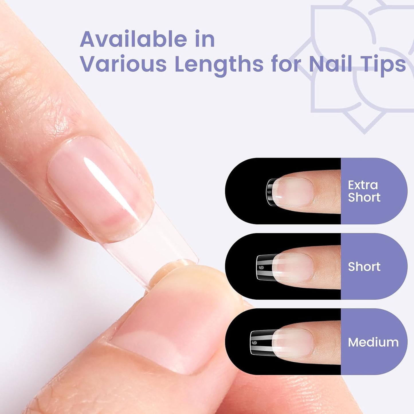 Medium Square Nail Tips: 240PCS Soft Gel Clear Square Pre-Shaped Nails Tips, 12 Sizes Full Cover Fake Press on Nails for Acrylic Nail Tip Home DIY Salon Nails-BrightBean Baby