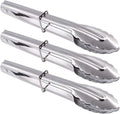 Small Stainless Steel Serving Tongs 7-Inch Salad Tongs, Set of 3 (Silver)
