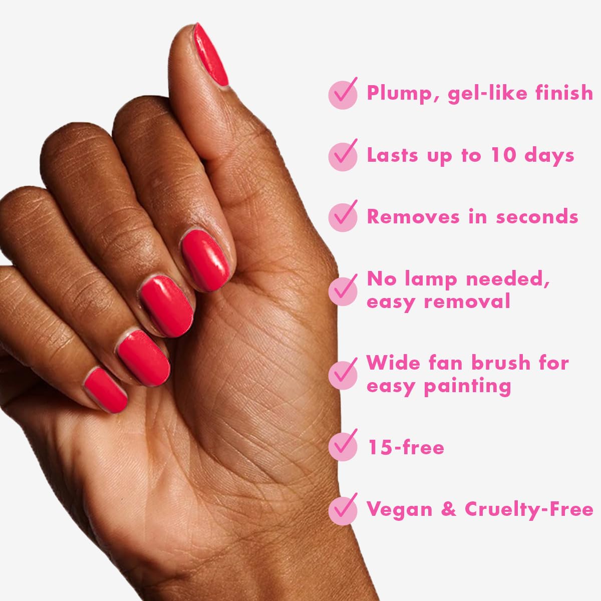 Olive & June Long Lasting Nail Polish | Plump, Gel-Like Finish No Lamp Needed Lasts up to 10 days | Salon-Quality Color at Home | 15-Free, Vegan & Cruelty-Free Chip-Resistant | Hibiscus, Tropical Pink-BrightBean Baby