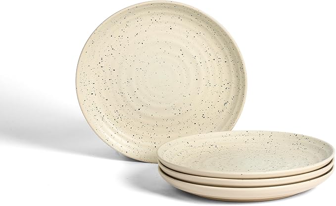 Stone Lain Dua 4-Piece Salad Plate Set Stoneware, White