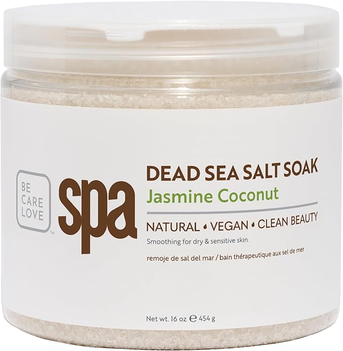 BCL SPA Dead Sea Salt Soak - Bath Salt with Organic Jasmine + Coconut, Shae Butter, Arnica, Aloe Vera Juice, Chamomile, Argan Oil & Jojoba Oil Skin Exfoliator - Home/Professional Use 16 fl oz-BrightBean Baby