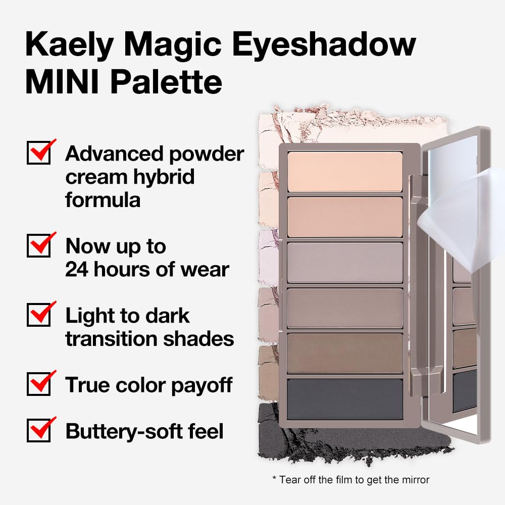 Kaely 6 Color Mini Nude Smoky Eyeshadow Palette Makeup, Highly Pigmented Eye Shadow Palette Waterproof, Natural Matte Eye Shadow Palette, paleta de sombras de ojos, Vegan & Cruelty-free, 05-BrightBean Baby