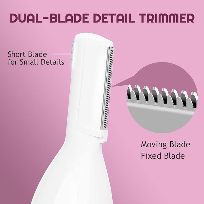 Eyebrow Trimmer Electric Eyebrow Razor, Rechargeable Facial Hair Shaver Painless Detail Trimmer with Rinseable Blade for Face Beard Neck (White)-BrightBean Baby
