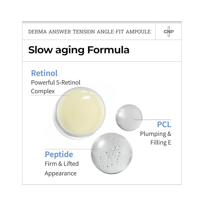 CNP Retinol PCL Eye Treatment Serum (1.01 fl.oz/ 30ml) - DermaAnswer Tension Angle-Fit Ampule, Under Eye Tightening, Firming, Korean Night Skincare, Fine Lines and Dark Circles-BrightBean Baby