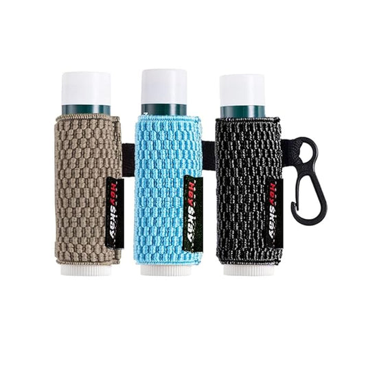 3PCS Lip Balm Holder Sleeves Keychain Chapstick Holder Keychain Lip Gloss Holder Keychain Chapstick Elastic Sleeves(Black/Brown/Light Blue)-BrightBean Baby