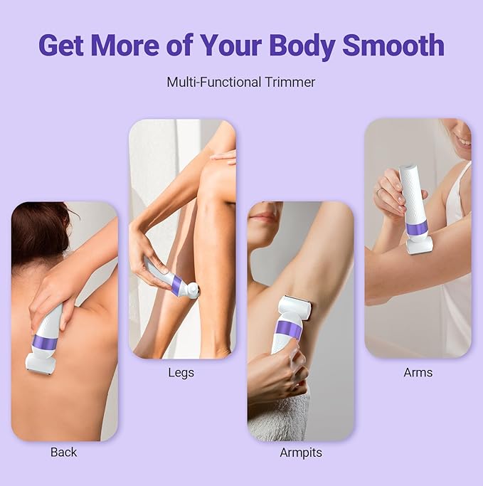 Bikini Trimmer for Women, IPX7 Waterproof Wet & Dry Electric Razors for Women, Bikini Legs Underarm Pubic Hairs Rechargeable Electric Shaver with 2 Trimmer Heads and Travel Razors-BrightBean Baby